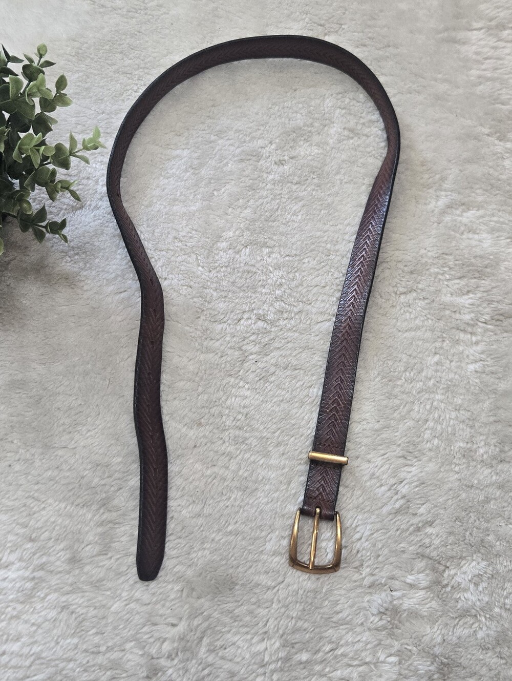 GAP Brown Woven Genuine Leather Minimalist Preppy 90s Y2K Skinny Belt, M